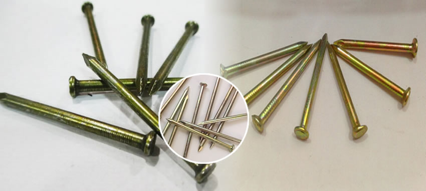 Yellow Phosphor Plated Diamond Point Concrete Steel Nails